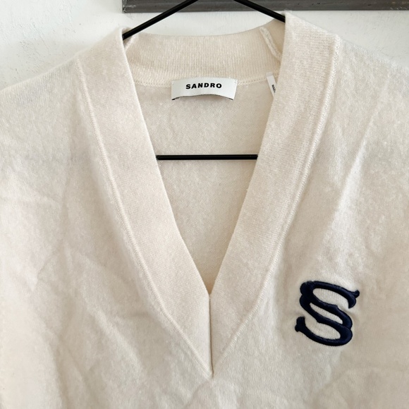 Sandro Wool Cashmere Gaston V-Neck Sweater 2/M - Picture 2 of 6